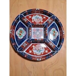 Dynasty Imari 5 Section Divided Server Lazy Susan Revolving Appetizer Platter